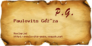 Paulovits Géza névjegykártya