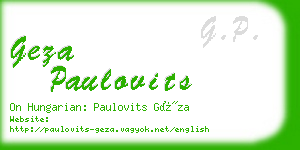 geza paulovits business card